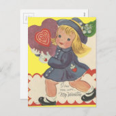  meisje met Snoep Valentijn Feestdagenkaart (Voorkant / Achterkant)