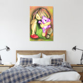 Meisje met speelgoedbeer canvasprint canvas afdruk (Insitu (Slaapkamer))