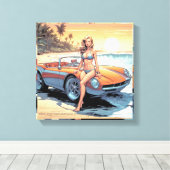 Meisje met sportwagen canvas afdruk (Insitu (Houten vloer))