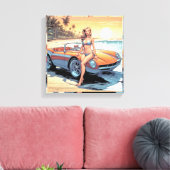 Meisje met sportwagen canvas afdruk (Insitu (Woonkamer))