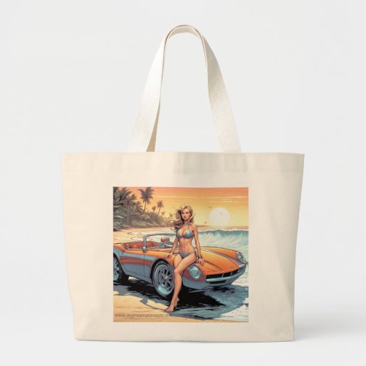 Meisje met sportwagen grote tote bag (Voorkant)