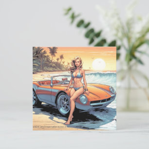 Meisje met sportwagen kaart