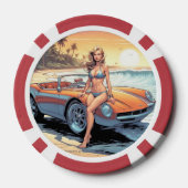 Meisje met sportwagen poker chips (Achterkant)