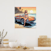 Meisje met sportwagen poster (Keuken)