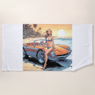 Meisje met sportwagen strandlaken