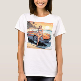 Meisje met sportwagen t-shirt