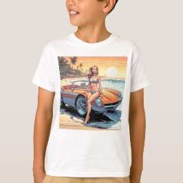 Meisje met sportwagen t-shirt