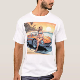 Meisje met sportwagen t-shirt