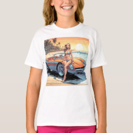 Meisje met sportwagen t-shirt