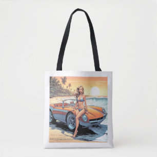 Meisje met sportwagen tote bag