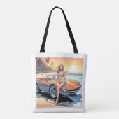 Meisje met sportwagen tote bag (Achterkant)