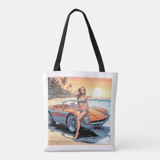 Meisje met sportwagen tote bag (Achterkant)