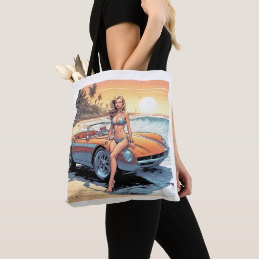 Meisje met sportwagen tote bag (Dichtbij)
