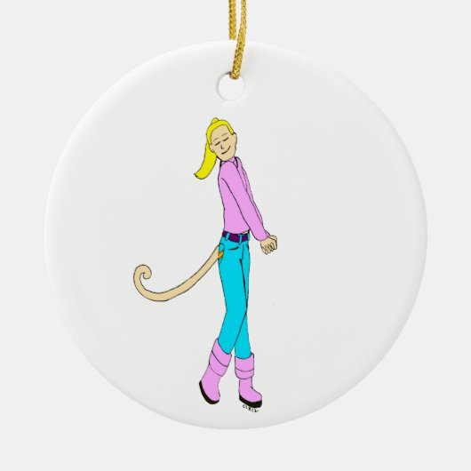 meisje met staart keramisch ornament (Voorkant)