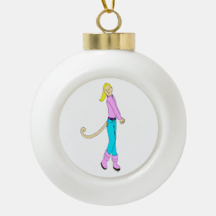 meisje met staart keramische bal ornament