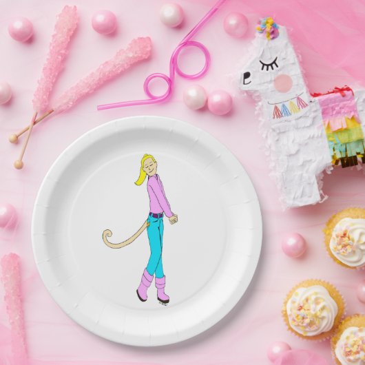 meisje met staart papieren bordje (Feest)