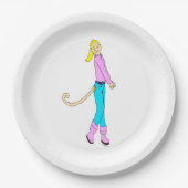 meisje met staart papieren bordje (Voorkant)