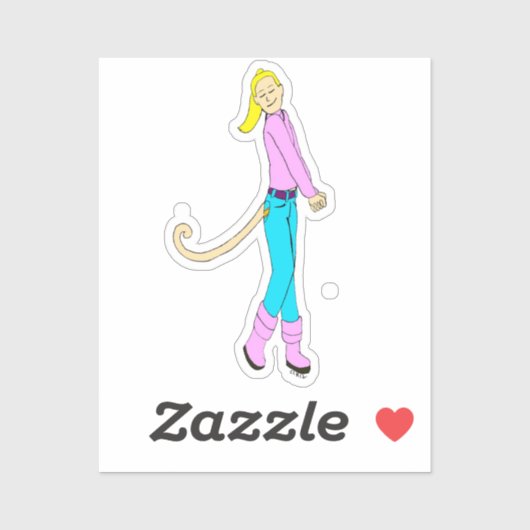 meisje met staart sticker (Vel)