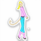 meisje met staart sticker (Voorkant)