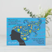 Meisje met sterren in Hair Bat Mitzvah Uitnodiging (Staand voorkant)