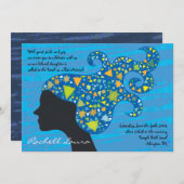 Meisje met sterren in Hair Bat Mitzvah Uitnodiging (Voorkant / Achterkant)