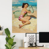 Meisje met strand Speelgoed Pin Up Poster (Thuiskantoor)