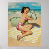 Meisje met strand Speelgoed Pin Up Poster (Voorkant)