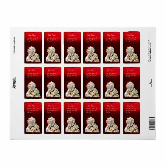 MEISJE MET STROMEN, goud, rode ruby Etiket (Full Sheet)