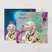 MEISJE MET STROMEN IN GOUDE SPARKLEN, Blauwe saffi Kaart (Voorkant / Achterkant)