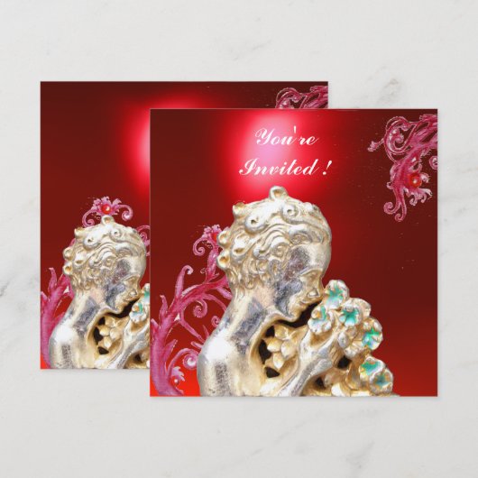 MEISJE MET STROMEN, Rood Ruby Kaart (Voorkant / Achterkant)