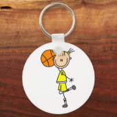 Meisje met T-shirts met Basketball en cadeaus Sleutelhanger (Voorkant)