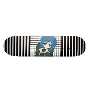 Meisje met tablet persoonlijk skateboard
