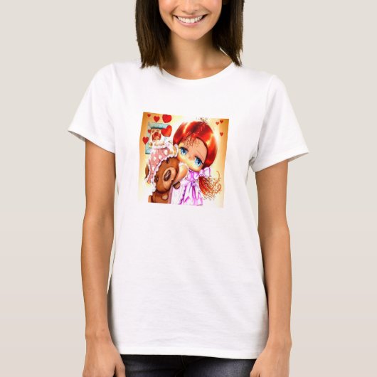 Meisje met Teddy Bear T-shirt (Voorkant)