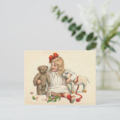 Meisje met Teddy en Lamb Briefkaart (Staand voorkant)