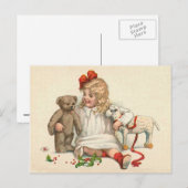 Meisje met Teddy en Lamb Briefkaart (Voorkant / Achterkant)