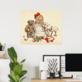 Meisje met Teddy en Lamb Poster (Thuiskantoor)