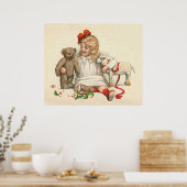 Meisje met Teddy en Lamb Poster (Keuken)