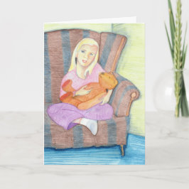 Meisje met teddybeer slechts één Kaart