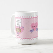 Meisje met teken Tortelduifjes Valentijnsdag Koffiemok (Voorkant links)
