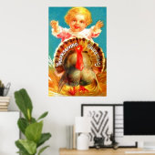  meisje met Thanksgiving Poster in Turkije (Thuiskantoor)