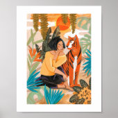 Meisje met tijgerzonnebank oerwoud poster (Voorkant)