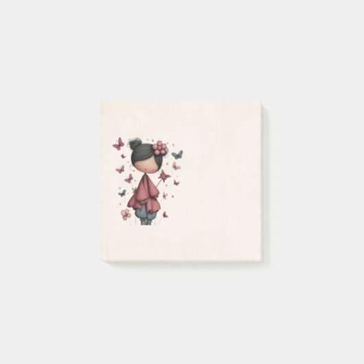 Meisje met toverstaf en vlinders post-it® notes (Voorkant)