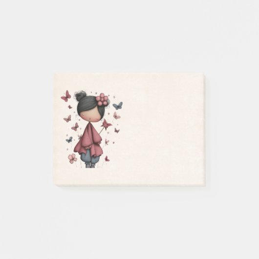 Meisje met toverstaf en vlinders post-it® notes (Voorkant)