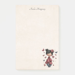 Meisje met toverstaf en vlinders post-it® notes