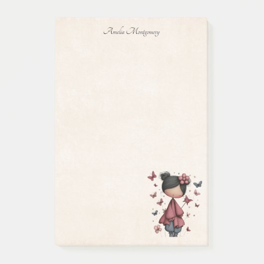 Meisje met toverstaf en vlinders post-it® notes (Voorkant)