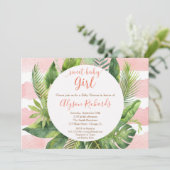 meisje met tropisch baby shower, groene palmen kaart (Staand voorkant)