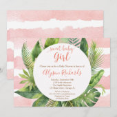 meisje met tropisch baby shower, groene palmen kaart (Voorkant / Achterkant)
