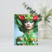 Meisje met tulpen, briefkaart voor postkruising (Staand voorkant)