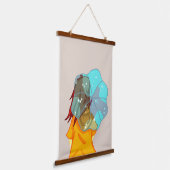 Meisje met Umbrella in Wind Drawing Hangend Wandkleed (Gebogen)