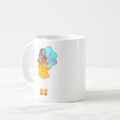 Meisje met Umbrella in Wind Drawing Koffiemok (Voorkant links)